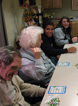 FBLA members with senior community members